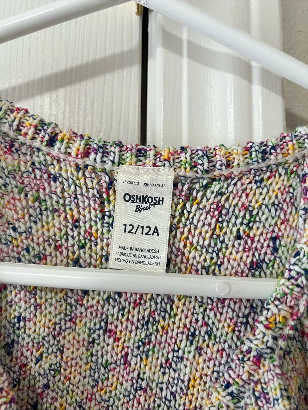 OshKosh B’gosh Confetti Knit Tank Top Girls 12 Multicolor Sleeveless Sweater